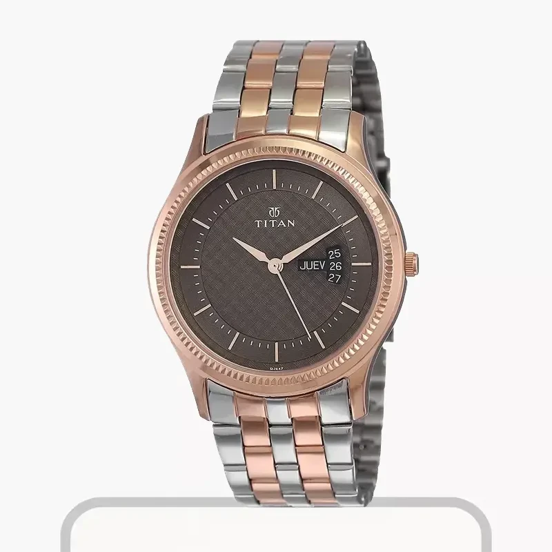 Titan Karishma Brown Dial Two-tone Men's Watch- 1824KM01